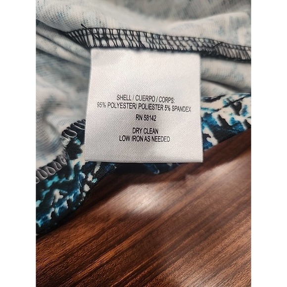 London Times Womens 8 Graphic Print Travel Dress Turquoise White‎ Blue - Picture 5 of 6